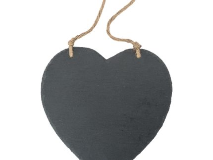 24.5cm Black Heart Slate Hanging Notice Board