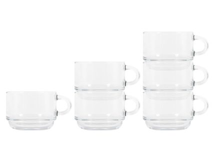 270ml Cozy Stacking Glass Coffee Cups - Pack of Six