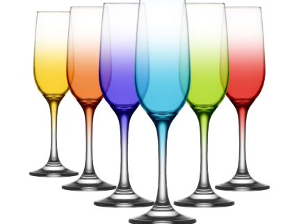 215ml Fame Glass Champagne Flutes - Full Colour - Pack of Six