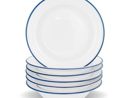 22cm Farmhouse White Porcelain Soup Bowls - Pack of Six