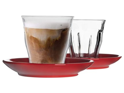200ml Picardie Glass Coffee Cups & Saucers Set - Pack of Six