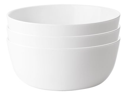 23cm White Toledo Glass Serving Bowls - Pack of Three