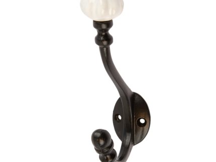 30mm x 140mm Black Ceramic Flower Hat & Coat Hook