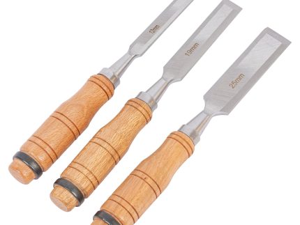 3pc Brown Carbon Steel Wood Chisel Set