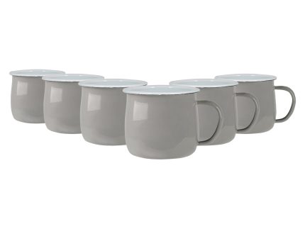 375ml Coloured Enamel Belly Mugs - Pack of Six