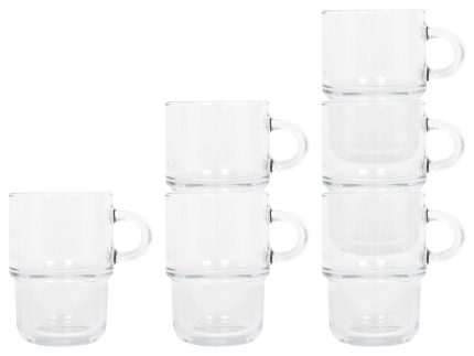 350ml Cozy Stacking Glass Coffee Cups - Pack of Six
