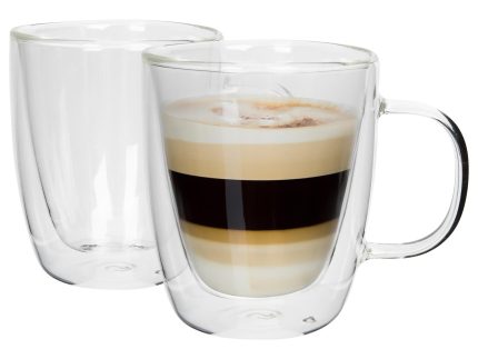 386ml Double-Walled Glass Coffee Cups Set - Pack of 2