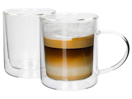 360ml Double-Walled Glass Mugs Set - Pack of 2