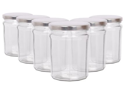 380ml Glass Jam Jars with Lids - Pack of 6