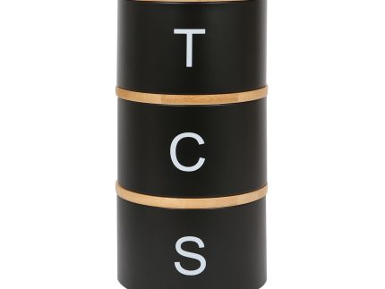 3pc Stacking Tea Coffee Sugar Canister Set with Bamboo Lids