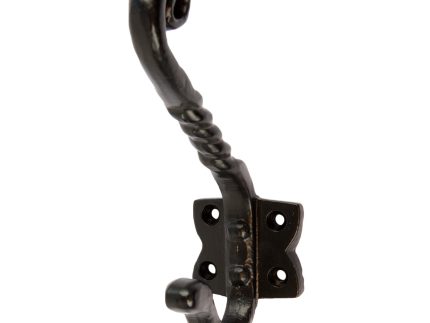 40mm x 125mm Black Twisted Scroll Hat & Coat Hook