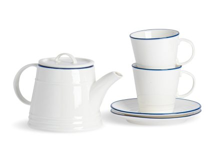 5pc Rustic White Tea for Two Set