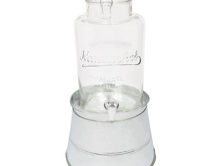 6.5L Glass Drinks Dispenser with Tap & Bucket Stand