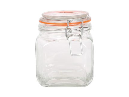760ml Air tight Square Glass Jar with Clip-Top Lid