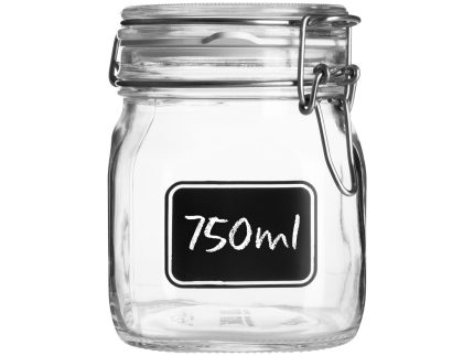 750ml Air tight Lavagna Glass Storage Jar with Chalkboard Label