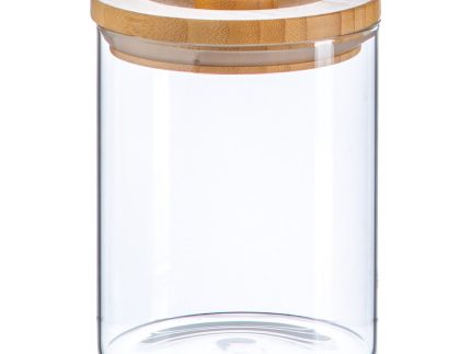 750ml Scandi Storage Jar with Carved Wooden Lid