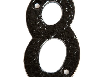 80mm Black Rustic Iron House Number 8