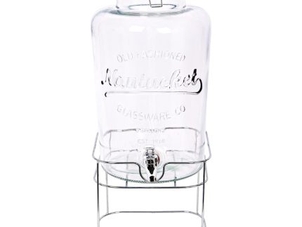8.7L Glass Drinks Dispenser with Tap & Chrome Stand