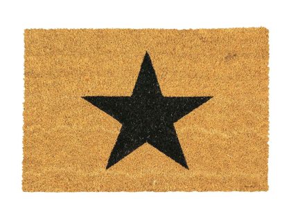 90cm x 60cm Black Star Coir Door Mat