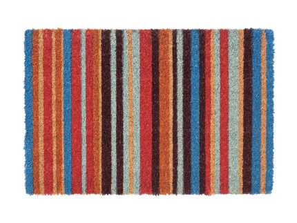 90cm x 60cm Multicoloured Pinstripe Coir Door Mat