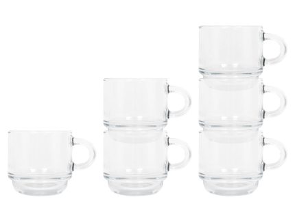 90ml Cozy Stacking Glass Espresso Cups - Pack of Six