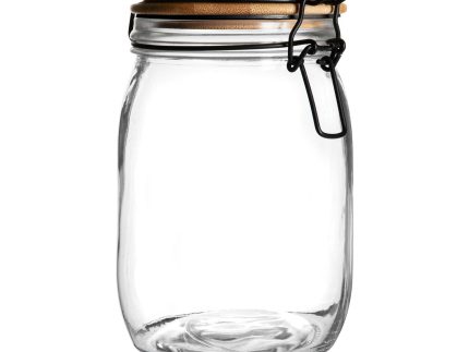 1L Air tight Glass Storage Jar with Wooden Clip Lid