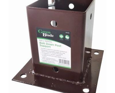 Brown Metal Bolt Down Post Support - 10cm x 10cm