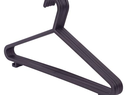 Black Plastic Coat Hangers - Pack of 8