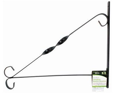 Black Powder-Coated Steel Hanging Basket Bracket - 35.5cm