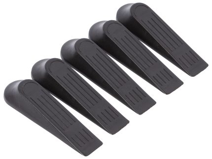 Black Rubber Wedge Door Stops - Pack of 5