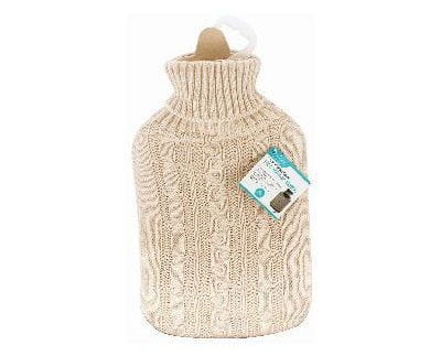 Cream 1.8L Hot Water Bottle & Cable Knit Cover