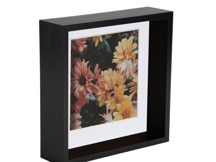 8 x 8 3D Deep Box Black Photo Frame with 6 x 6 Mount