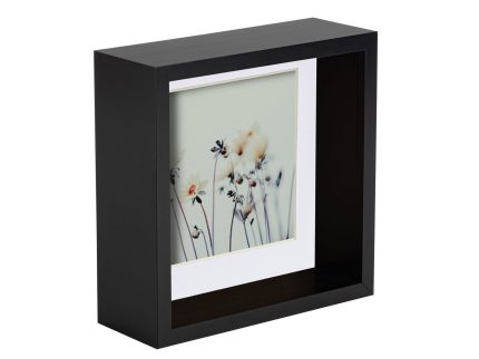 6 x 6 3D Deep Box Black Photo Frame with 4 x 4 Mount