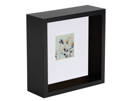 6 x 6 3D Deep Box Black Photo Frame with 2 x 2 Mount
