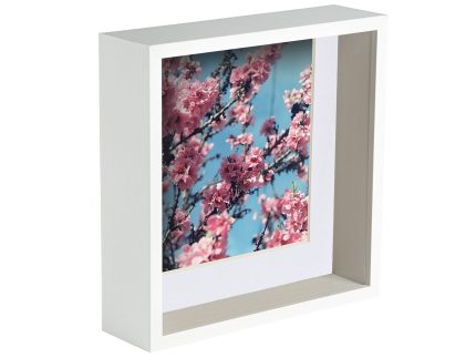 8 x 8 3D Deep Box White Photo Frame with 6 x 6 Mount