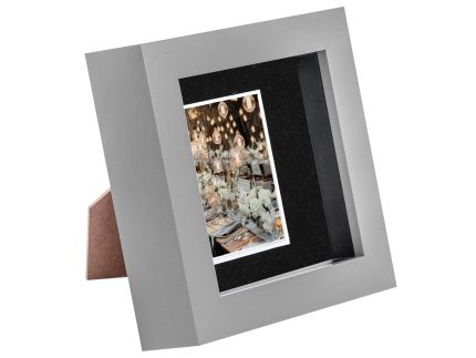 4 x 4 Grey 3D Box Photo Frame - with 2 x 2 Mount