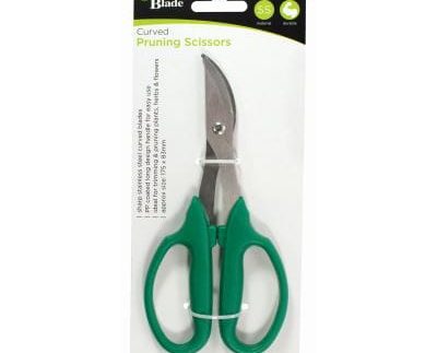 Green Stainless Steel Curved Garden Scissors - 17.5cm
