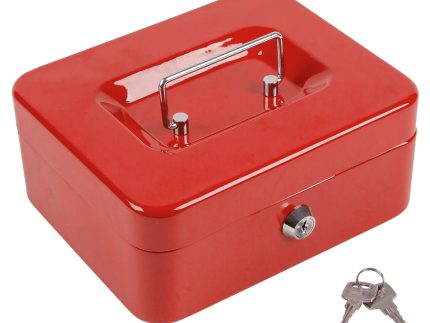 Red 20.5cm Metal Cash Box
