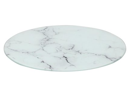 Round Glass Chopping Board - 30cm - Marble