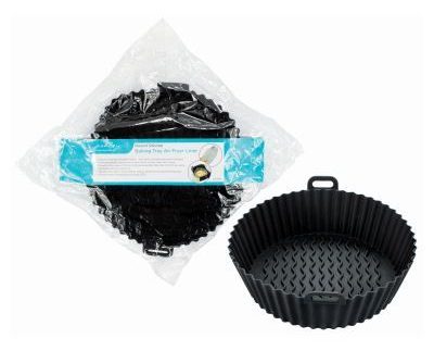Round Silicone Baking Tray Air Fryer Liner - Black