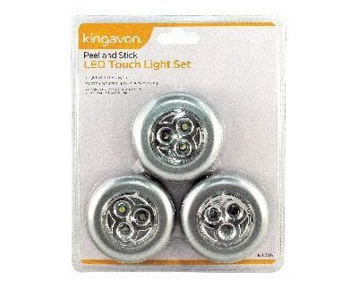 Silver 3 LED Touch Plastic Puck Lights - Pack of 3