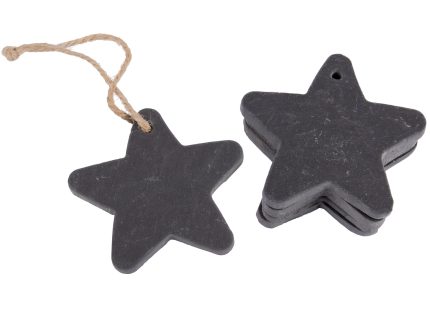 Slate Star Christmas Tree Decoration - Pack of Six