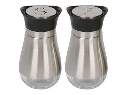 Stainless Steel Salt & Pepper Shaker Set - Silver