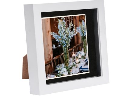 6 x 6 White 3D Box Photo Frame - with 4 x 4 Mount