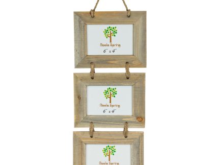 6 x 4 Wooden Hanging Triple Photo Frame