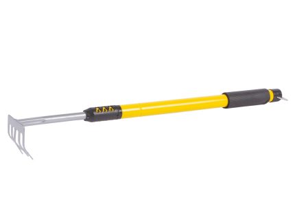Yellow 66-96cm Carbon Steel Telescopic Garden Rake